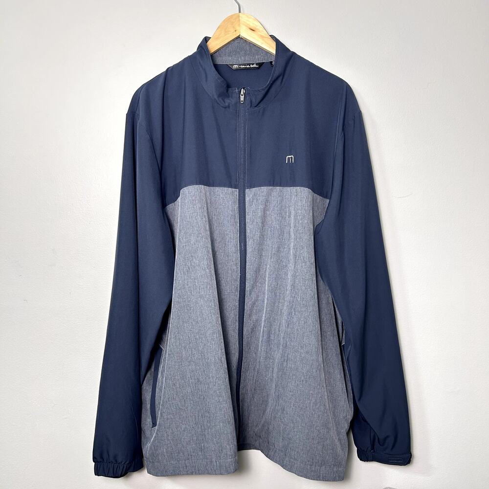 Travis Mathew Gate Change Stretch Jacket Lightweight Golf Navy Blue Gray XXL